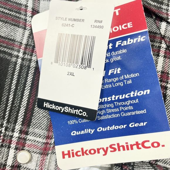 Men’s Extra Heavy Pearl Snap Plaid Flannel Outdoor Shacket Black Red Gry 2XL NWT - Picture 4 of 8